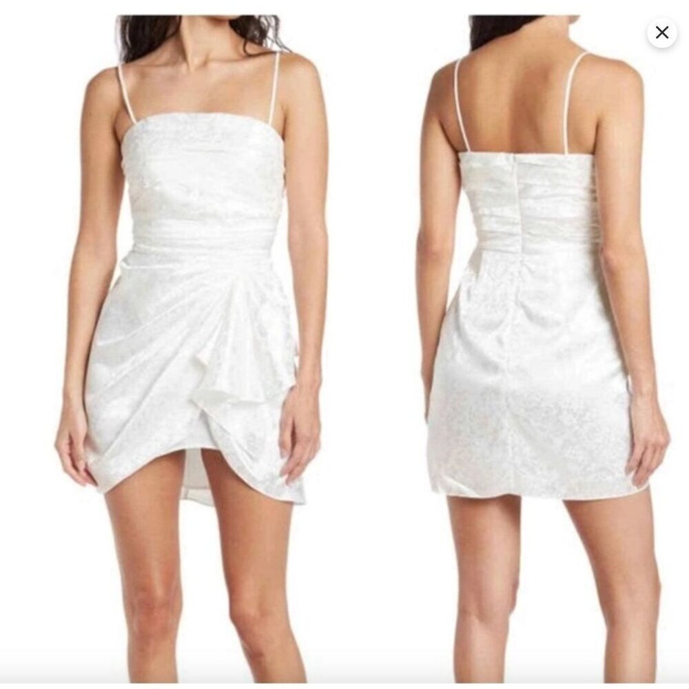 Ronny Kobo June Satin Jacquard Mini Dress White Womens Size Small